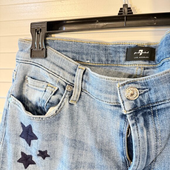 7 For All Mankind The Skinny Ankle Women's Jeans Embroidered Stars Sz 30 - Picture 2 of 6